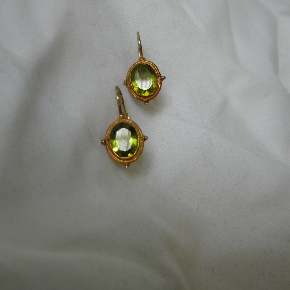 14 K Gold Peridot Earrings